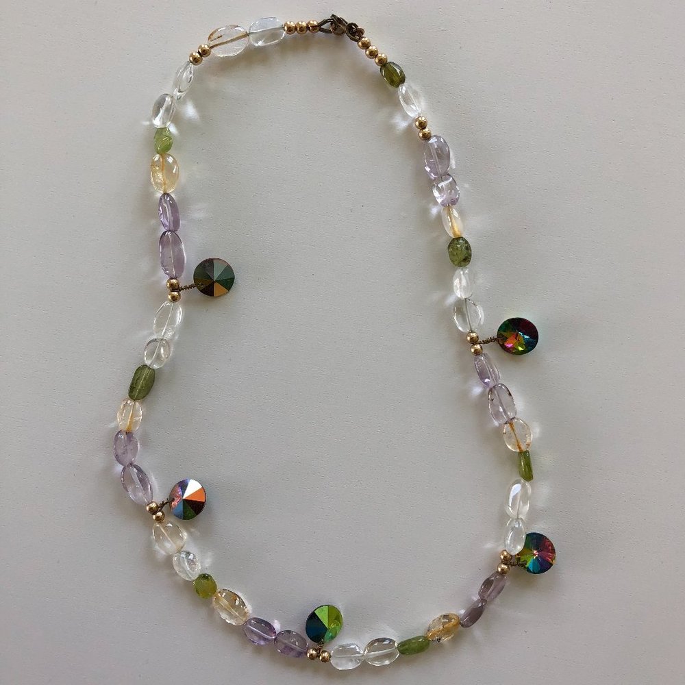 Multi-colored glass beaded necklace